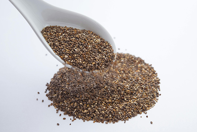 Sementes de chia em pote de vidro